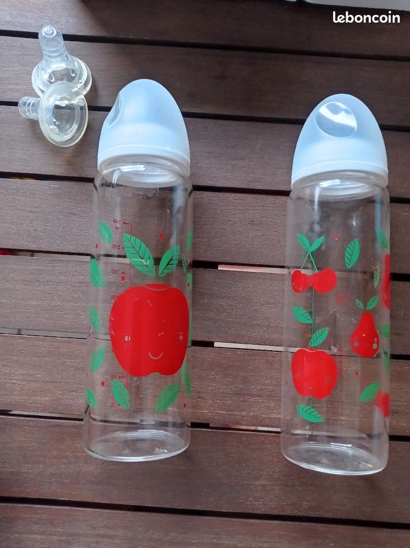 2 biberons en verre motif fruit (image 1)