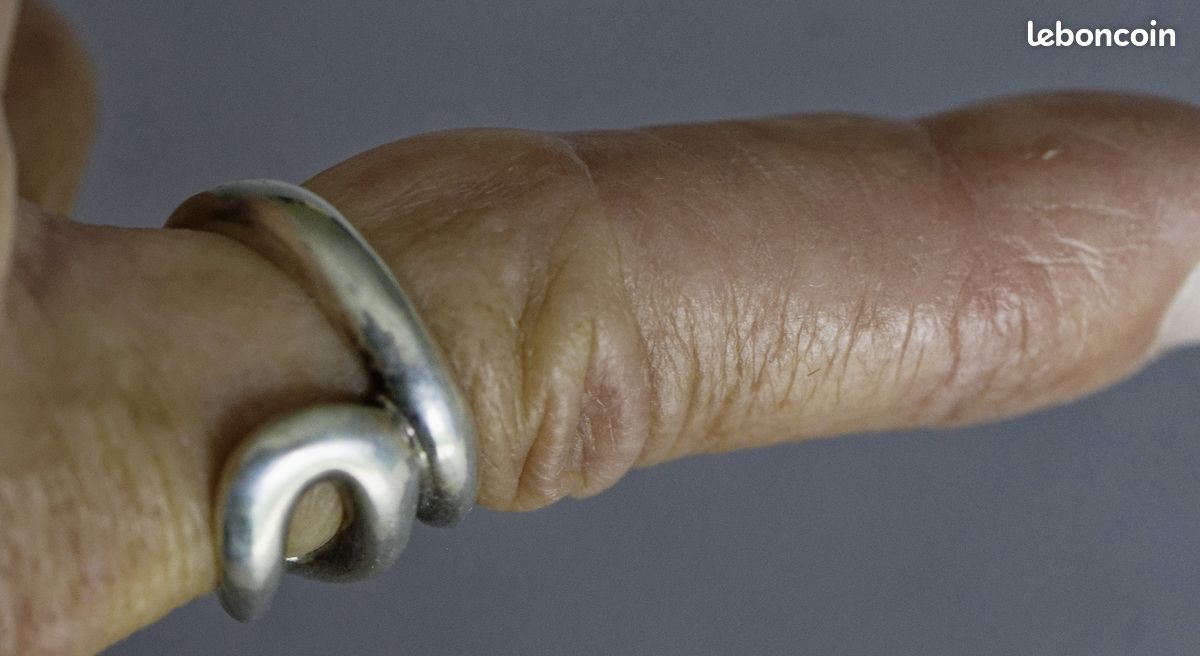 Bague UNO de 50 métal argenté unisexe spiralée formes organiques T63 (image 7)