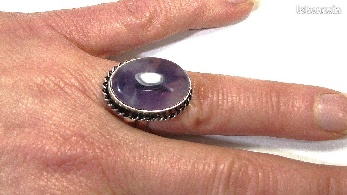 Bague améthyste plaqué argent 925 (image 13)