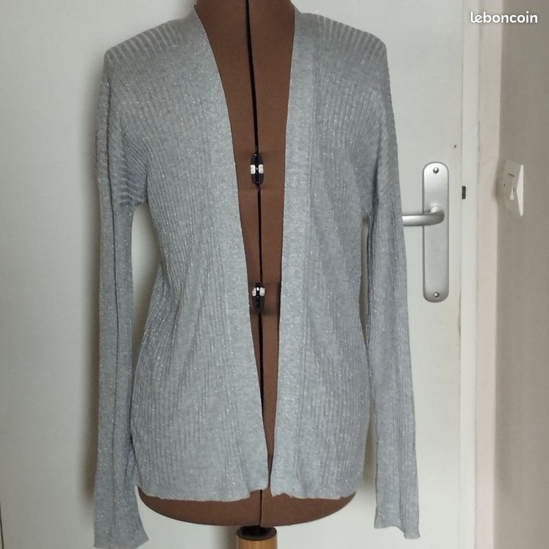 Gilet femme gris clair argenté Taille L Vêtements