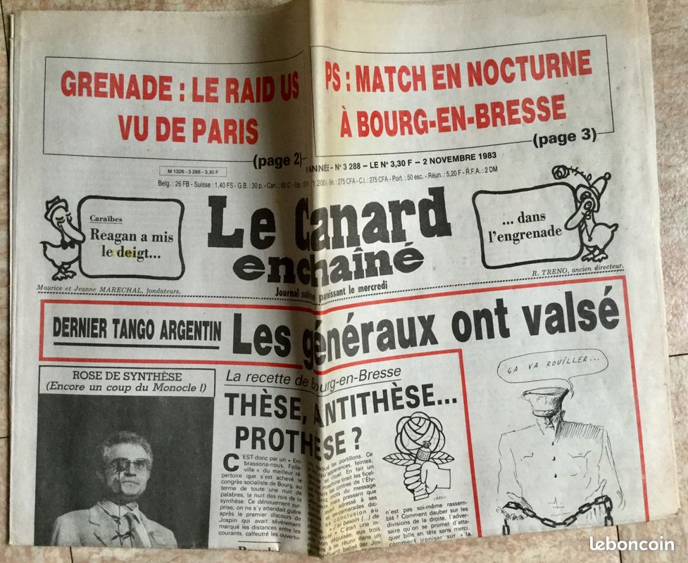 Canard enchaïne02/11/1983:argentine/picasso/reagan (image 1)