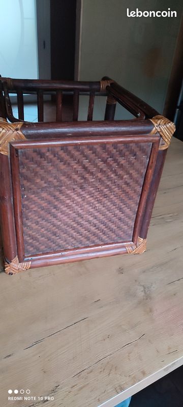 Table basse d'appoint bout de canapé rotin années 60 / 70 (image 4)