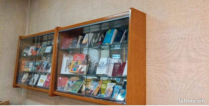 Bibliothèque Murale Vintage XL – Design 60s, Miroir & Vitrine (image 1)