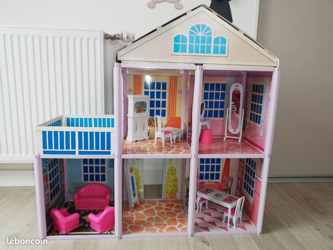 Barbie House Blue Beautiful DreamHouse, Doll House Playset With