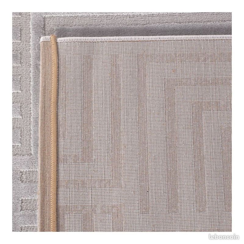 Tapis géométrique design effet 3D Lamego Argenté 200x290 (image 7)