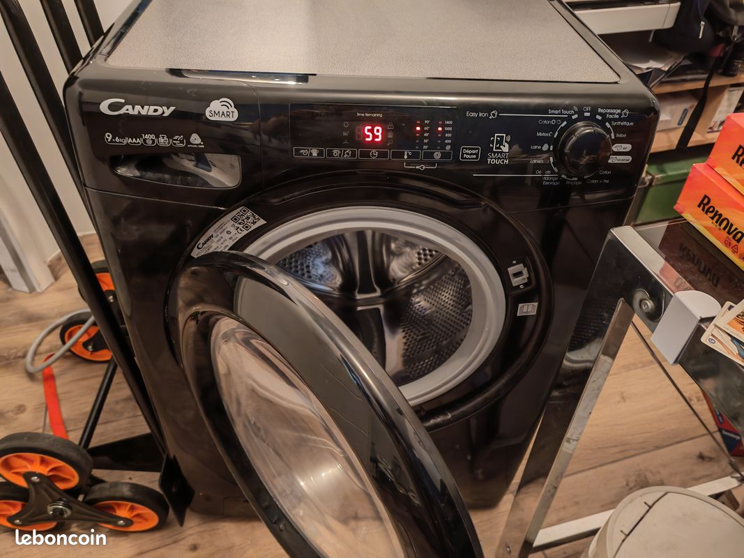 Machine à laver lavante séchante (lave linge sechant) CANDY CSWS 496TB 47, Hublot, 9 kG lavage, 6 kG séchage, classe énergétique A, 60 cm, noir (image 2)