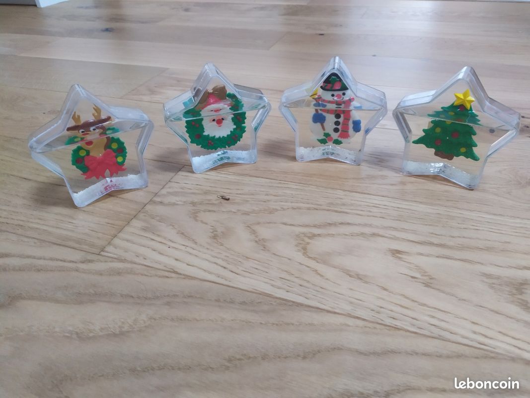 Lot de 4 boules à neige de Noël en forme d'étoile (image 1)