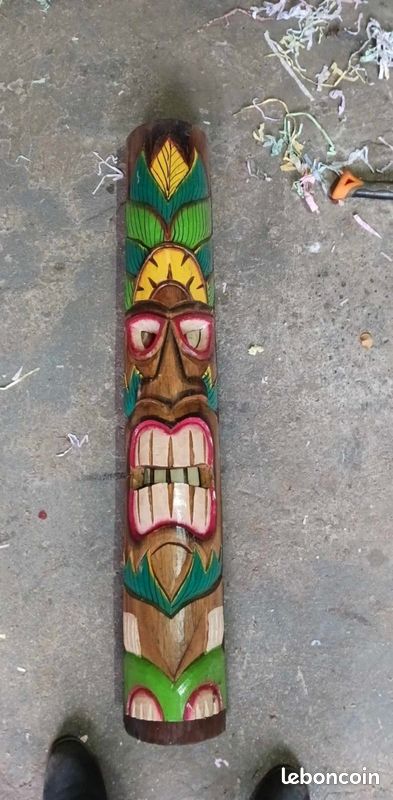 Deco Tiki masque 100 cm en bois d albesia motif Tiki bar (image 4)