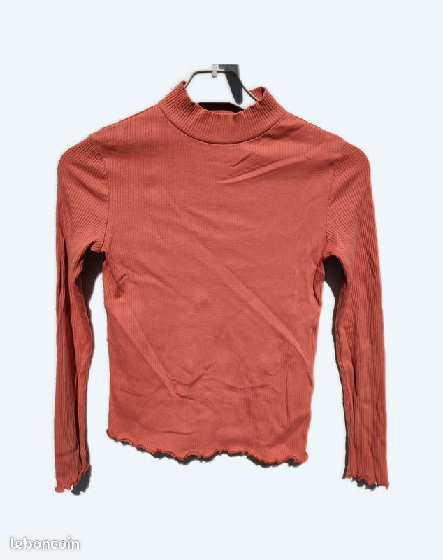 Kiabi Pull Maille Orange Pull, Sous-pull En Maille Côtelée Fines