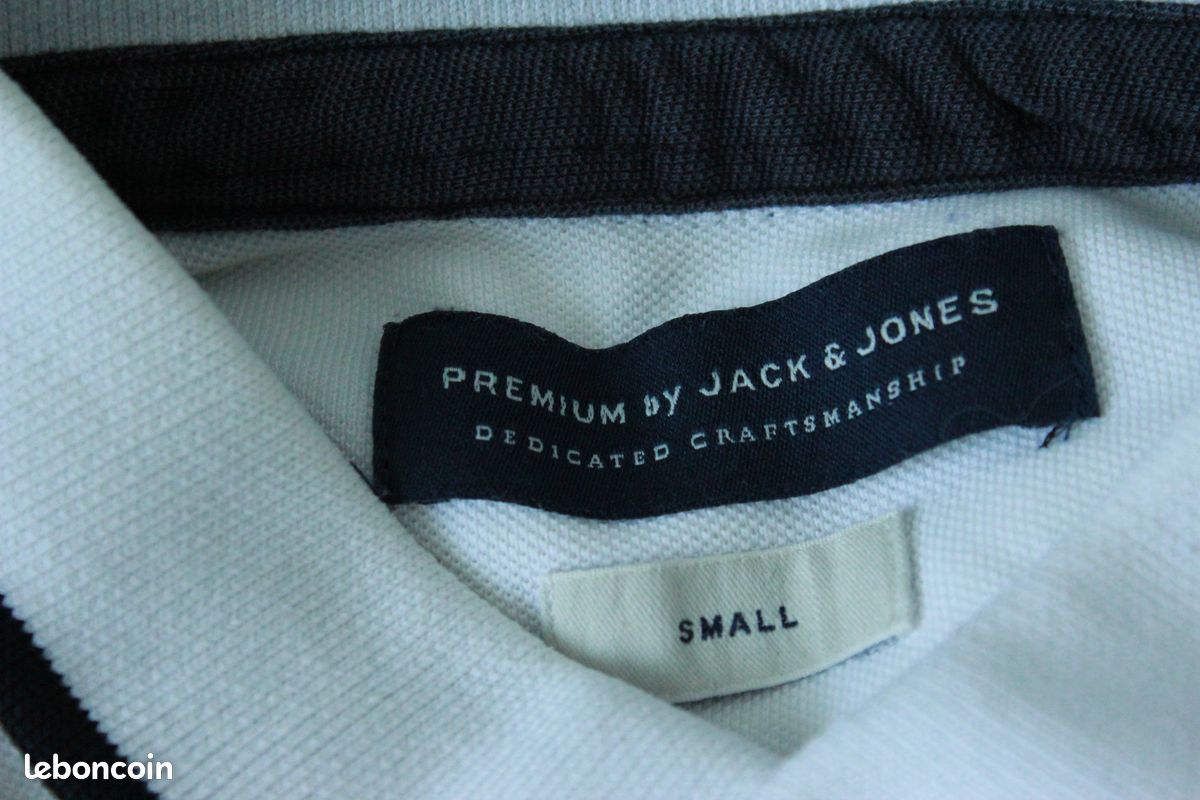 Haut / tee shirt / Polo à manches courtes blanc et bleu marine Jack & Jones Taille S (image 3)