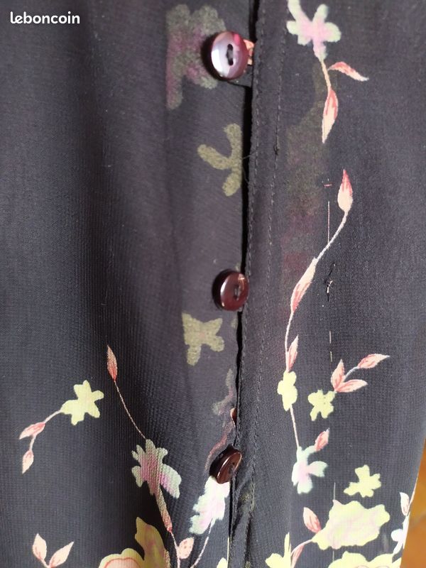Jupe longue chic T : 36/38 mousseline noire imprimée TBE (image 5)