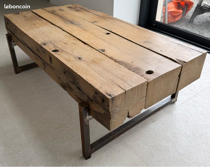 Table à manger en chêne massif 6 personnes - style industriel – fabrication artisanale (image 4)