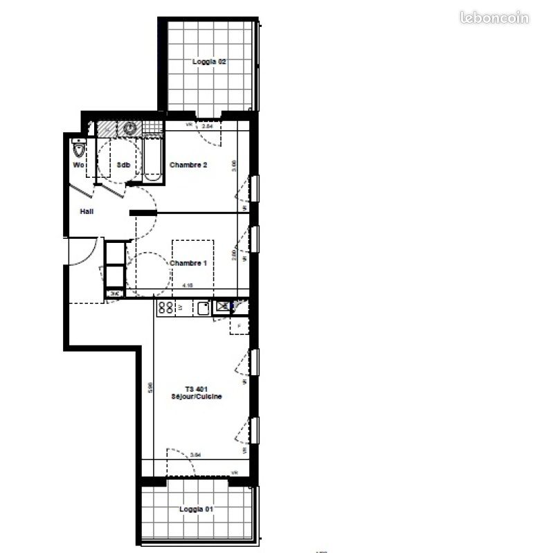 Appartement 3 pièces 59 m² · à Saint-Fons · 59 m² · 806 €