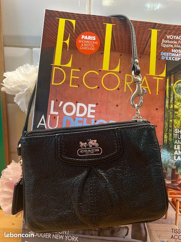 Porte monnaie coach cuir noir (image 2)
