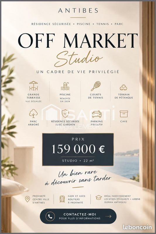 Appartement 1 pièce 22 m² · à Antibes · 22 m² · 159 000 €