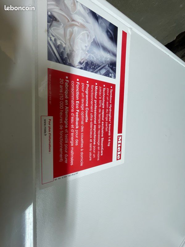 Lave linge vapeur Miele 8KG (image 4)