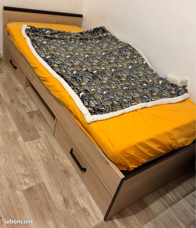 Lit complet 90X190 matelas, surmatelas, sommier (image 2)