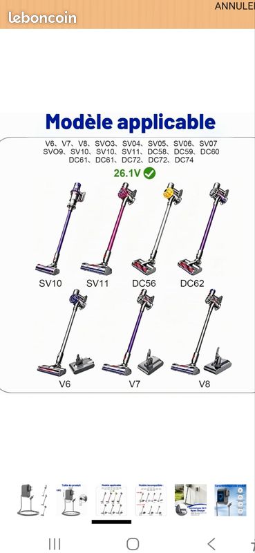 Neuf Chargeur pour Dyson V6 V7 V8 SV03 SV04 SV05 SV06 SV07 Aspirateur,26.1V Alimentation Adaptateur pour Dyson Aspirateur (image 1)