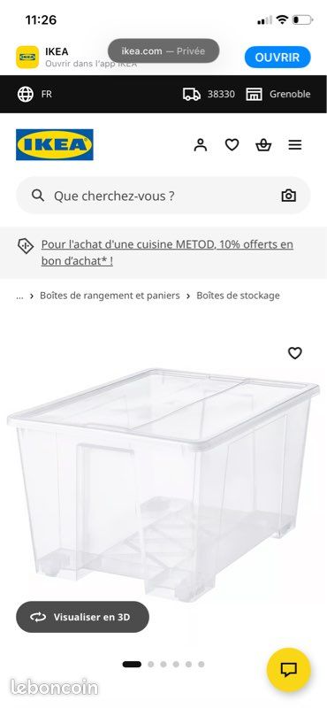 Boîte de rangement plastique Samla ikea 130 litres avec roulettes (image 1)
