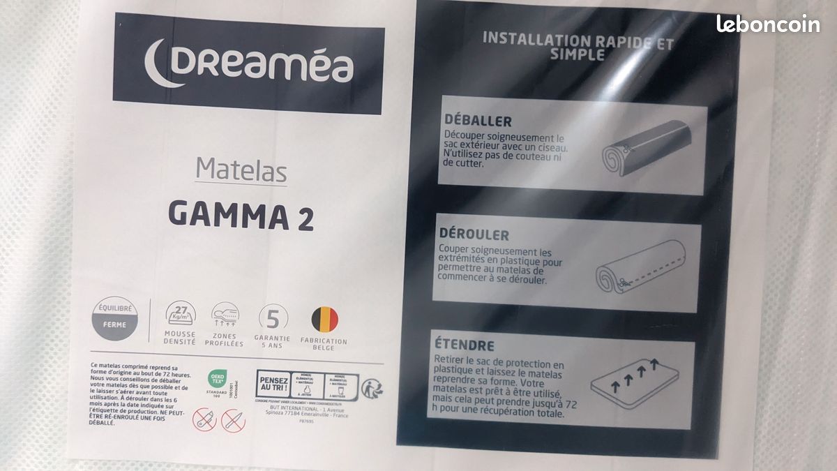 Matelas Neuf BUT 90x190, dans son emballage, marque Dreaméa, ref Gamma 2 (image 1)