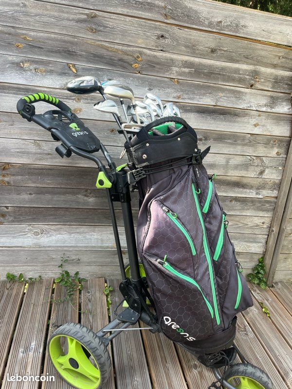 Ensemble de golf complet avec sac et chariot – Très bon état (image 1)