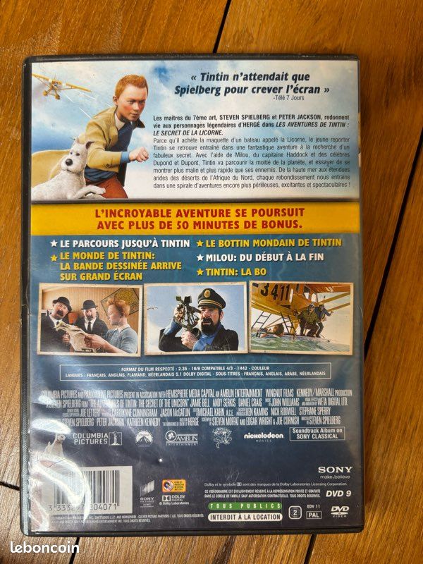 DVD Tintin le secret de la licorne (image 2)