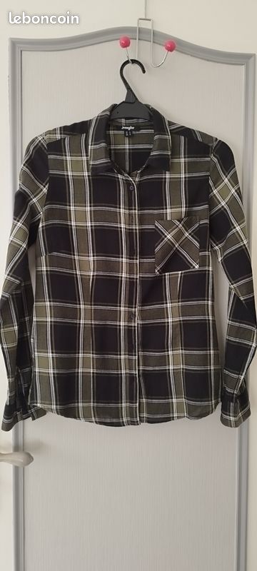 Chemise à carreaux kaki JENNYFER Vêtements