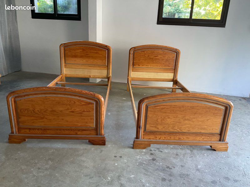 Lot de 2 cadres de lit en pin (image 1)