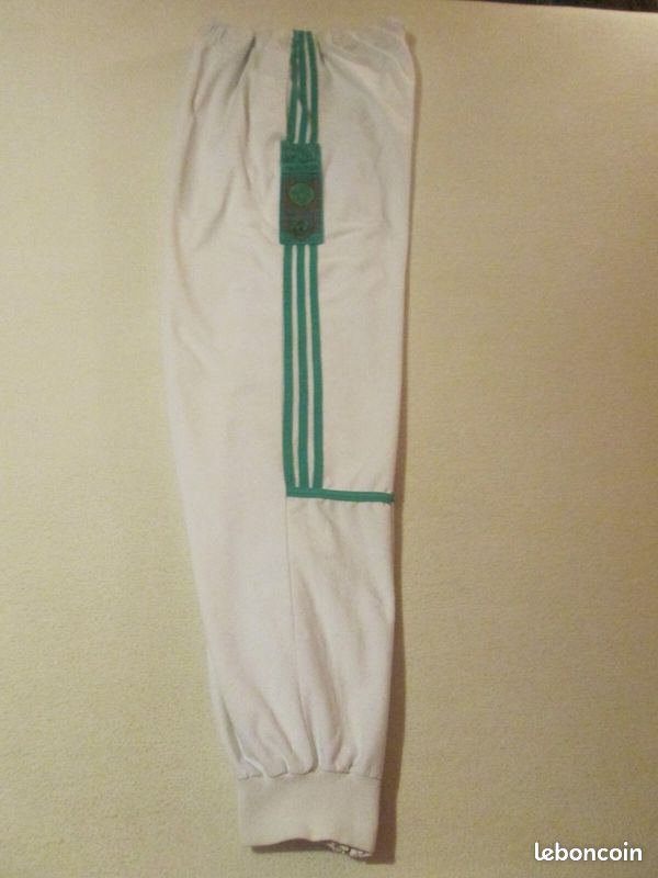 Pantalon De Survêtement Adidas Vintage Y2K Velvet - Taille XL (192 D8/54) - Couleurs Blanc & Vert - Occasion Très Bon état