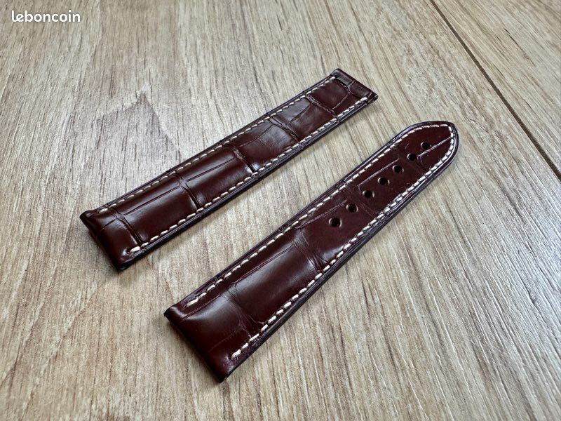 Omega Speedmaster bracelet montre crocodile cuir marron 20/18mm