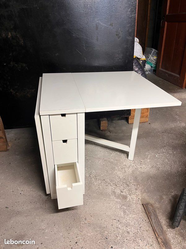 Table console extensible blanche Tbon état - 2 morceaux Alinéa 160cm x 80 cm gain de place (image 4)