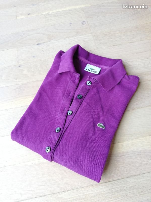 Polo manches longues Lacoste vintage Devanlay rose fuschia taille