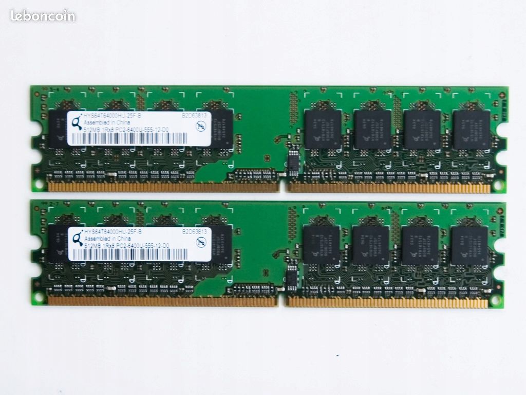 2 barrettes de mémoire RAM portable Hynix 2x256Mb (imac