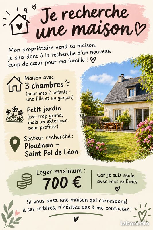 Maison 4 pièces 80 m² · à Plouénan · 80 m² · 700 €/mois