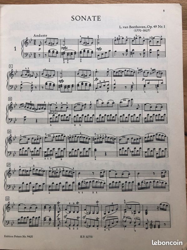 Partition de piano, Beethoven, sonate pour clavier (image 4)