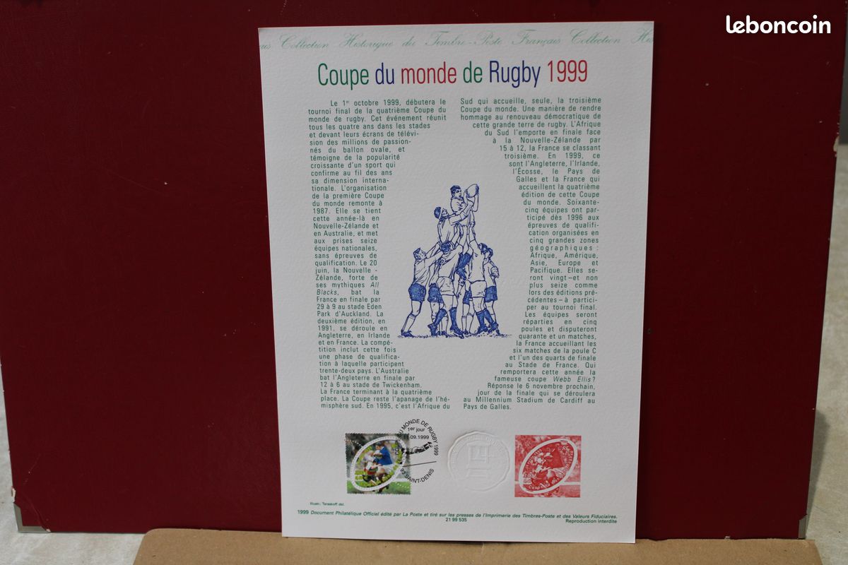 Bloc Feuillet France – Coupe Du Monde Rugby 1999, Neuf