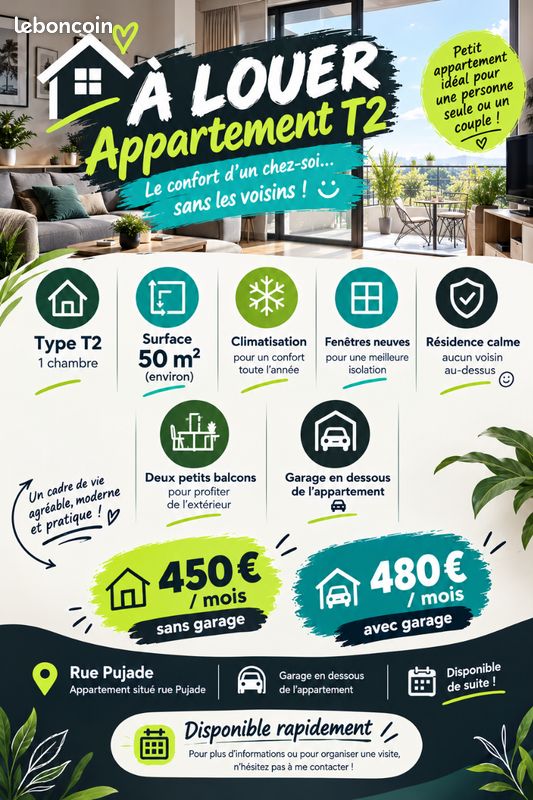 Appartement 2 pièces 50 m² · à Amélie-les-Bains-Palalda · 50 m² · 480 €/mois