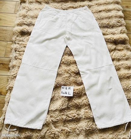 Pantalon En Lin Blanc JOFRATI Taille 42 – Idéal Plage, été, Travail