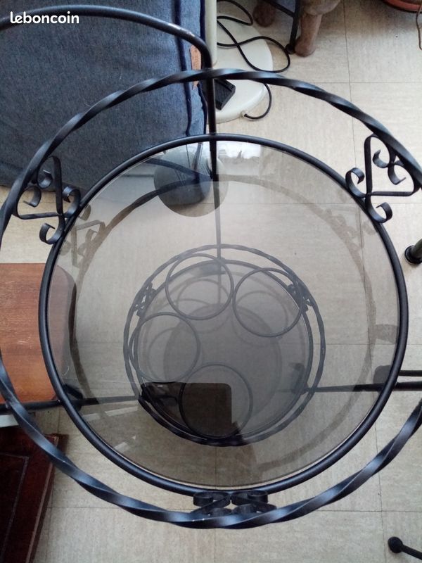 Desserte fer forgé verre fume (image 2)