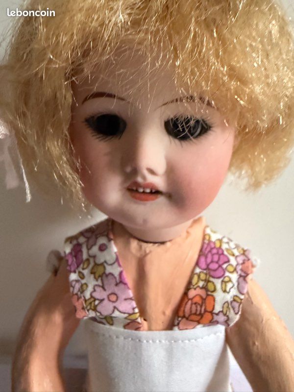 Poupée Ancienne Composition 40cm – Cheveux Naturels – France – Années 1970 – Bon état