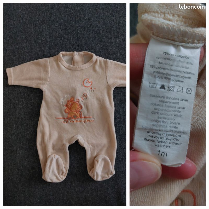 Lot de vêtements bébé taille 1 mois 2pcs (image 3)