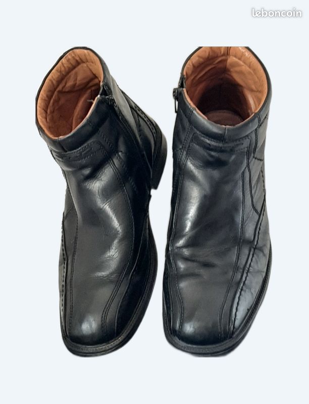 Bottines cuir noir homme (image 1)