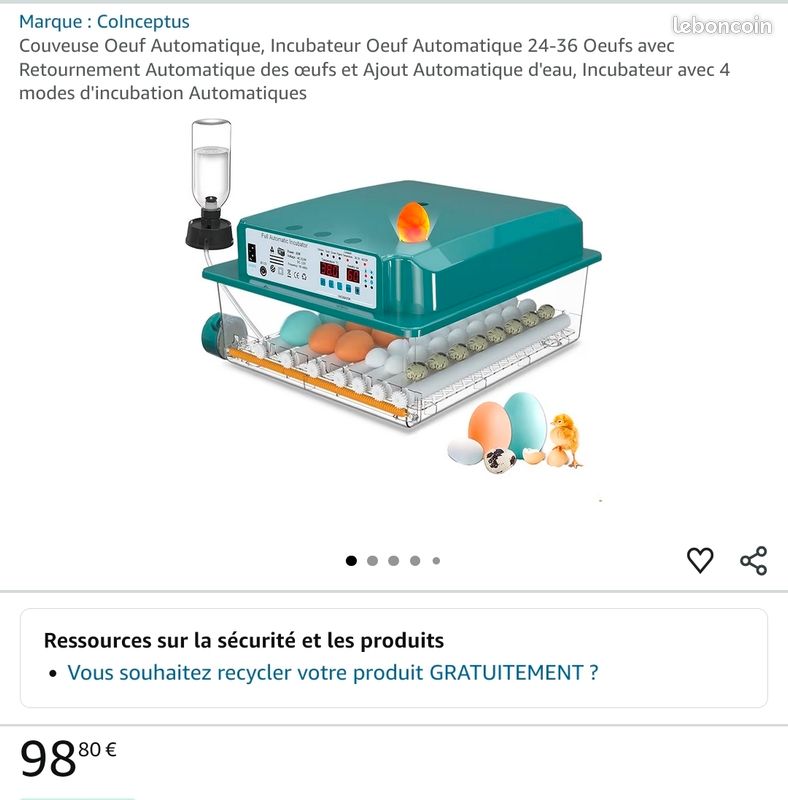 Couveuse Oeuf Automatique, Incubateur Oeuf Automatique 24