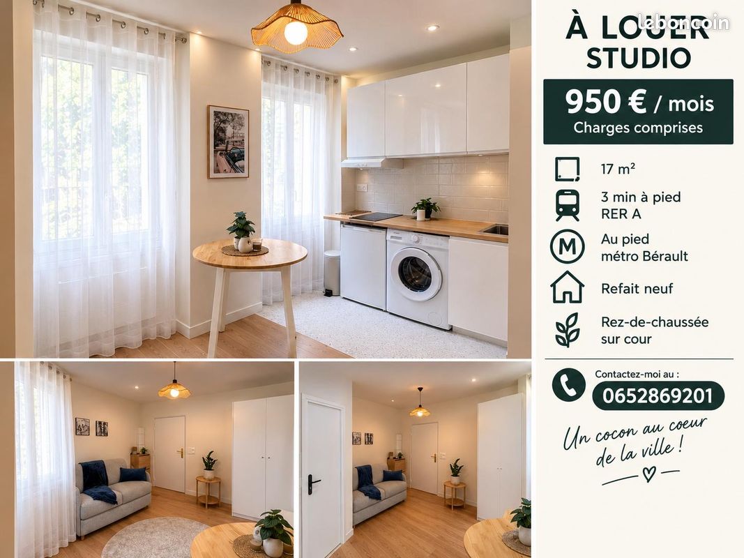 Appartement 1 pièce 17 m² · à Vincennes · 17 m² · 950 €/mois