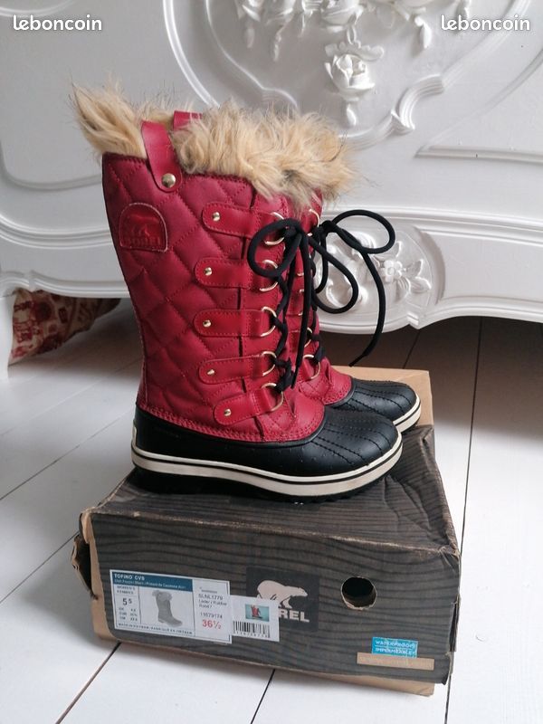 SOREL - BOTTES APRES-SKI - TOFINO CVS - ROUGE / NOIR - Pointure 36 1/2 - NEUF 👢 (image 1)