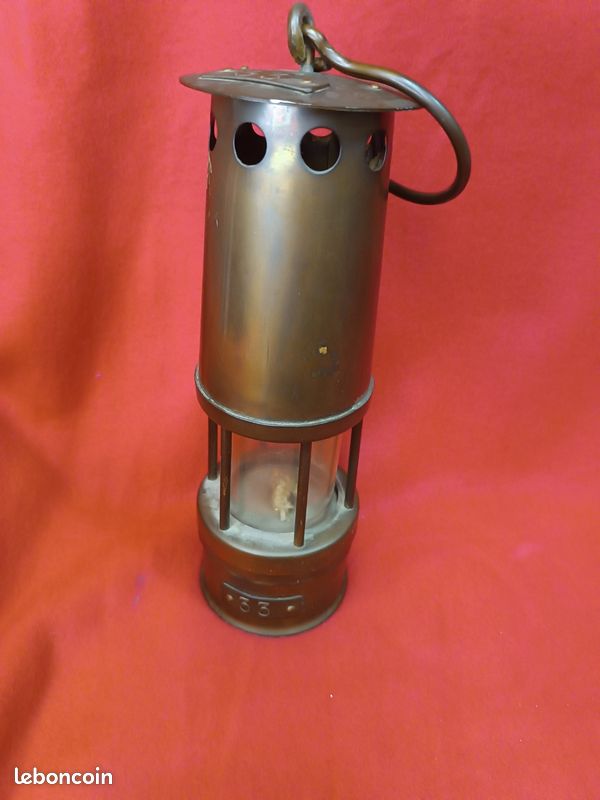 Lampe de mineur ancienne 26 cm – Lampe de sécurité – Objet de collection (image 1)
