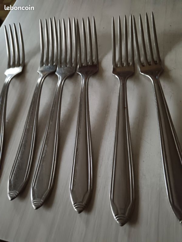 Lot De 8 Couverts Anciens Ruolz En Métal Argenté - 4 Cuillères + 4 Fourchettes - 1920-1949