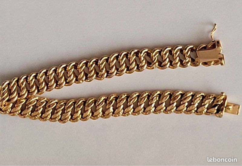 Gourmette Maille Américaine En Or Jaune 18 Carats - Sans Marque - Parfait état - Origine France