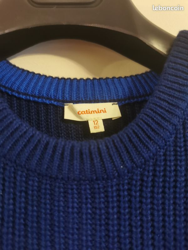 Pull Enfant Catimini 3 Ans - Bleu Et Jaune - 100% Coton - Occasion