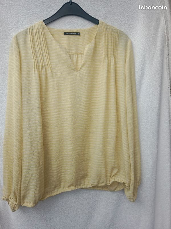 Blouse Tunique Femme Marque Monoprix - Taille 46 - Couleur Kaki - Occasion Très Bon État